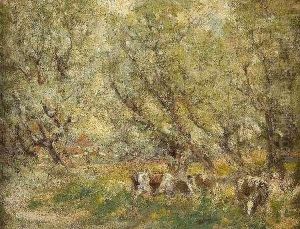 Cattle Grazing In The Shade by George Smith