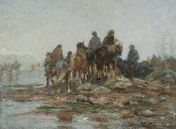 Horsemen At A River Crossing - view 1