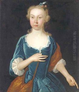Portrait of a lady, half-length, in a blue dress
