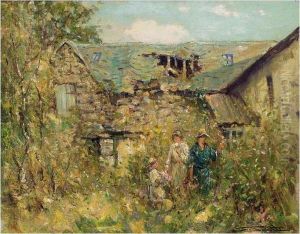 In A Ruined Cottage Garden by George Smith