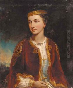 Portrait of a lady, half-length, in Turkish costume by English School
