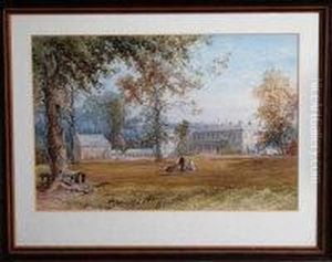 Figures In The Grounds Of A Country House