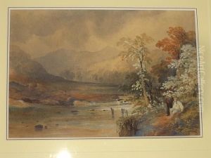 'the River Alne, Northumberland', With Travellers At The Riverside