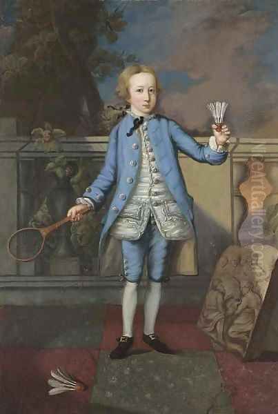 Portrait Of A Young Gentleman, Full-Length, In A Blue Coat And White Waistcoat - view 1
