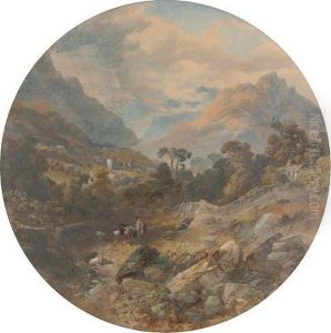 The Village Of Grasmere With The Lion And Lamb Crag In The Distance by James Burrell-Smith