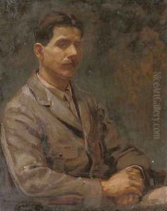 Portrait of an officer, seated half-length, in military uniform by English School