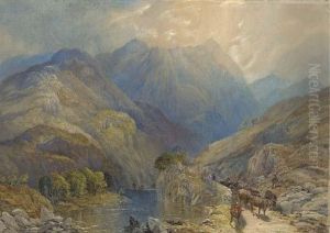 Cows In A Mountainous Landscape by James Burrell-Smith