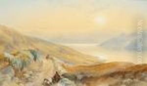 View Over A Lake, Signed And Dated 1852, Watercolour
