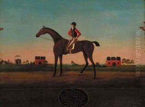 Rockingham, a bay racehorse, with jockey up by English School