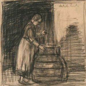 Vrouw Aan De Boterton - Verso: Moederschap by Jakob Smits