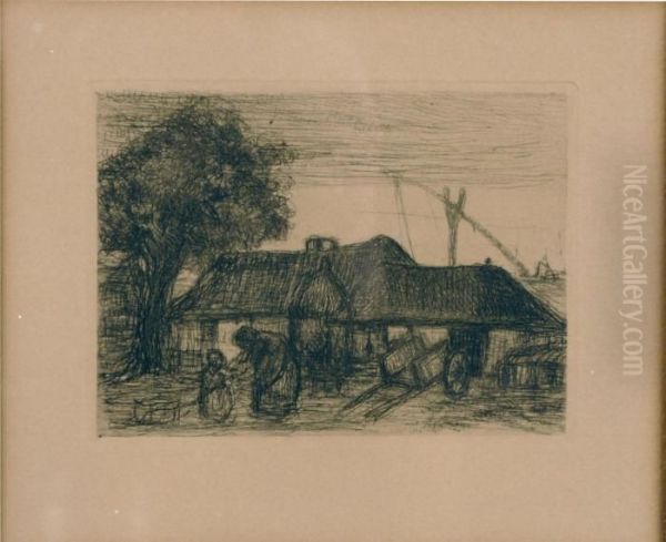Mere Et Enfant Devant La Ferme - view 1