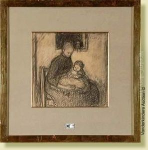 Maternite, Fusain Sur Papier by Jakob Smits