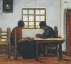 Kempisch Interieur Met Boer En Boerin by Jakob Smits