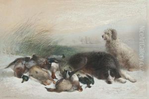 Dogs Waiting Besides The Days Bag by Edward Robert Smythe