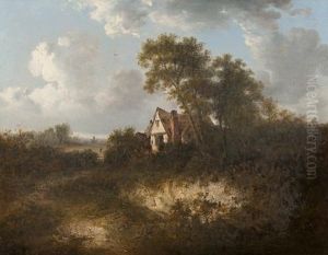 Farmhouse Amidst Trees In An Extensive Landscape