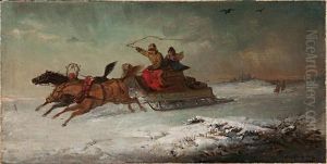 Racing Troika Pursued By Wolves