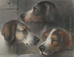 Three Hounds Heads by Edward Robert Smythe