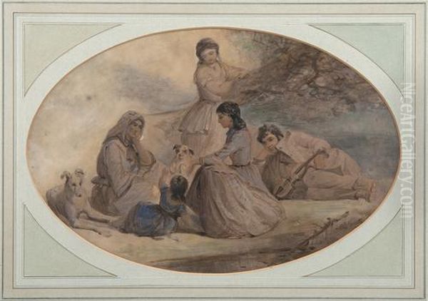 Gypsies Resting Beneath A Tree by Edward Robert Smythe