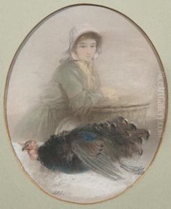 Young Woman With Basket And A Dead Turkey by Edward Robert Smythe