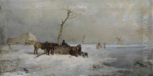 Figures In A Winter Landscape by Edward Robert Smythe