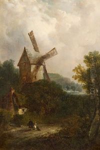 Figures Before A Windmill by Edward Robert Smythe