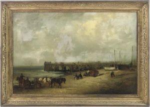 The Yarmouth Jetty, With Promenaders, Fishermen And Travellers Withtheir Horses
