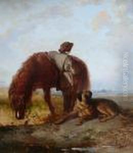 The Gamekeeper's Lad With A Pony And A Hound
