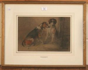 Study Of Two Hounds At A Barn Door