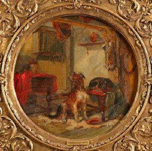 Dogs In A Cottage Interior 11 by Edward Robert Smythe