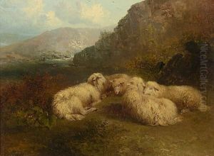Sheep In A Mountainous Landscape by Edward Robert Smythe