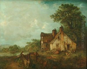 Landscapewith Thatched Cottage by Edward Robert Smythe
