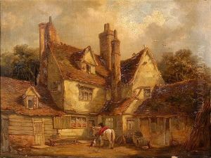 Figure With A Horse Outside The White Swan Inn