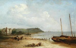 Beached Vessels At Felixstowe Sands by Edward Robert Smythe