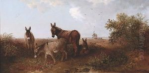 Donkeys With A Windmill Beyond by Edward Robert Smythe