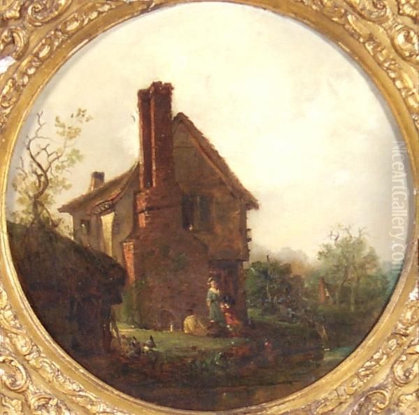 Figures By A Riverside Cottage - view 1