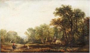 Rustics On A Country Lane by Edward Robert Smythe