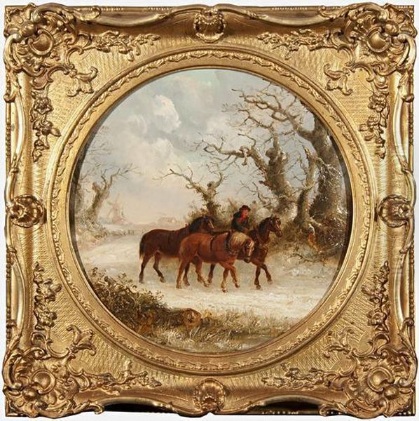 Waliking The Plough Horses Through A Snowy Landscape - view 1