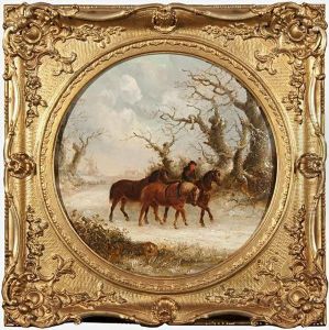 Waliking The Plough Horses Through A Snowy Landscape by Thomas Smythe