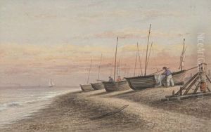 Coastal Scene With Fishing Boats On The Shore
