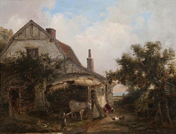 Farmstead With Chickens And Donkey - view 1