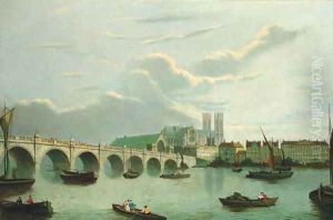 Westminster from Lambeth Palace by English School