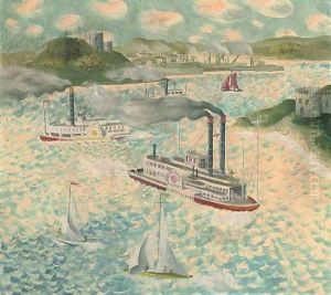 Windflower and two other steamers at the harbour mouth by English School
