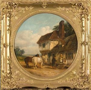 Travellers Outside An Inn by Thomas Smythe