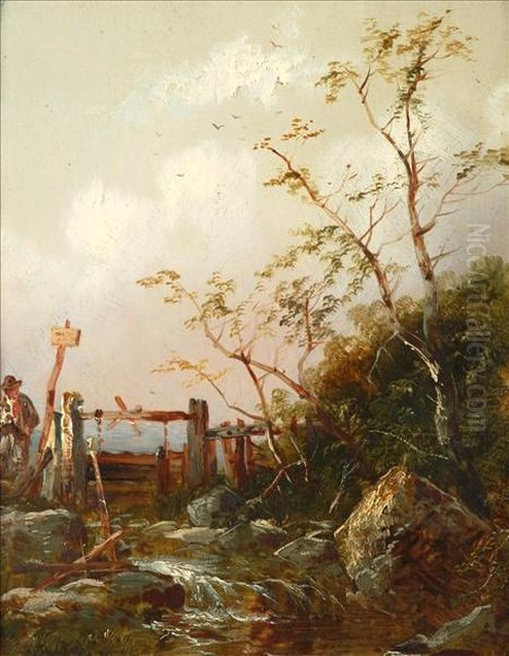 A Figure By A Weir - view 1