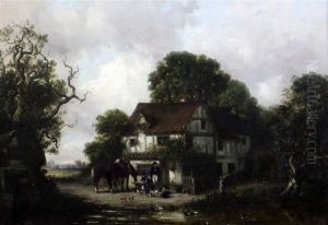 Figures Beside An Inn by Thomas Smythe