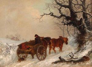 Winter Scene With Figures And Horse And Cart by Thomas Smythe