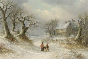 Faggot Gatherers In A Snow Covered Landscape by Thomas Smythe