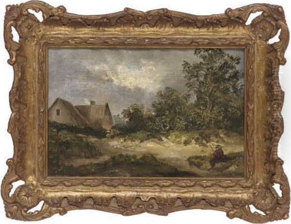 A Figure Resting Before A Cottage - view 1