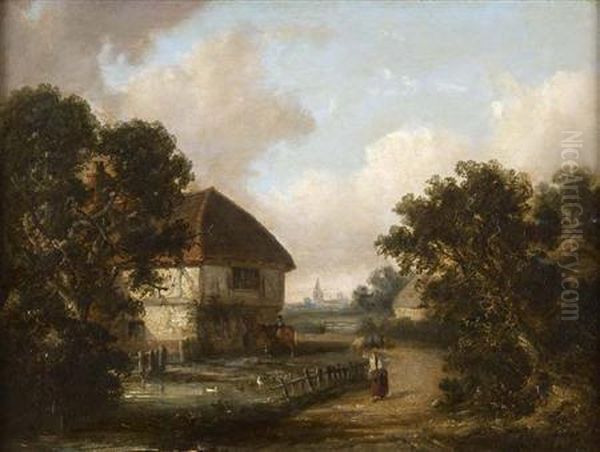 A Wooded River Landscape With Figures And Cottages - view 1