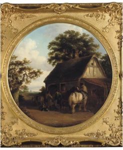 Farm Horses At An Inn Door by Thomas Smythe